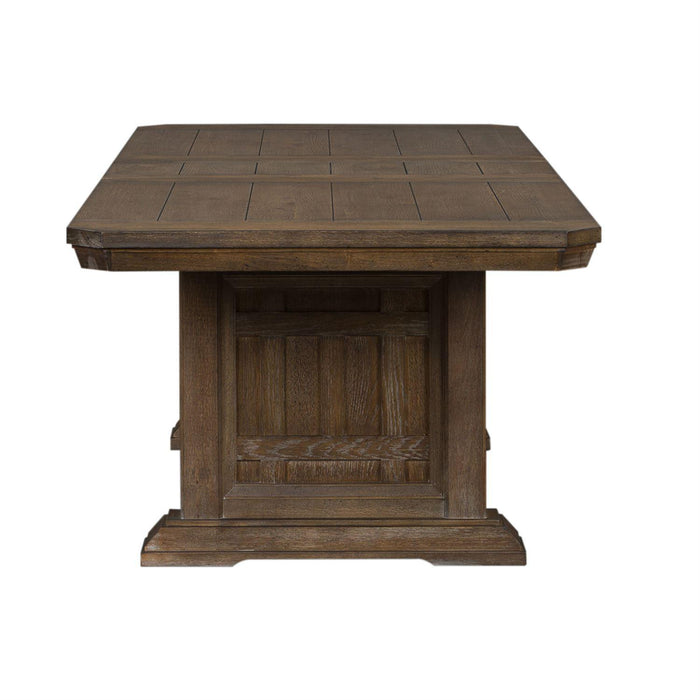 Liberty Furniture Artisan Prairie Trestle Dining Table in Aged Oak